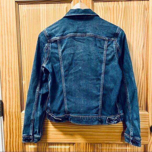 Gap Denim blue jean long sleeve crop distressed button up pockets jacket coat XS - Picture 4 of 6